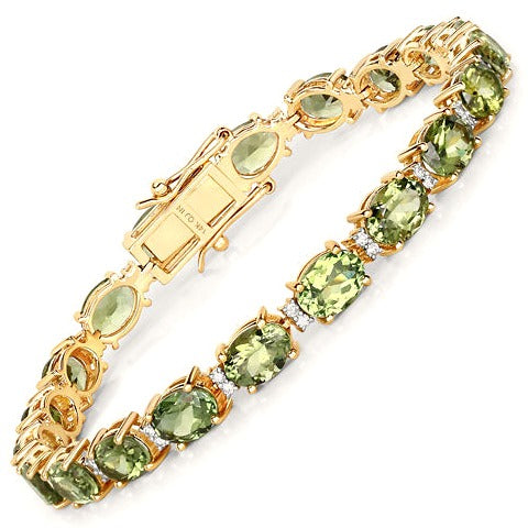 Green Tourmaline 14K Yellow Gold Bracelet Style F