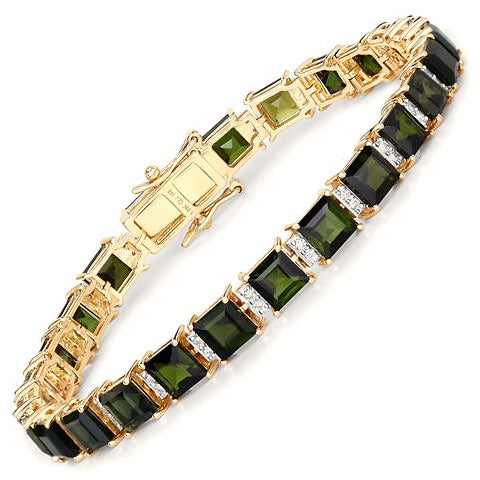 Green Tourmaline 14K Yellow Gold Bracelet Style H
