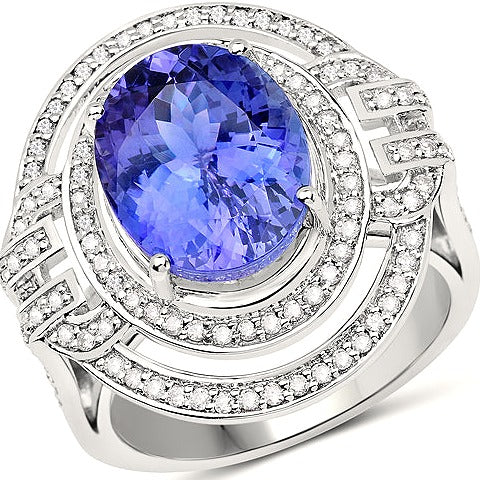 14K White Gold Tanzanite Ring (6.83 ct)