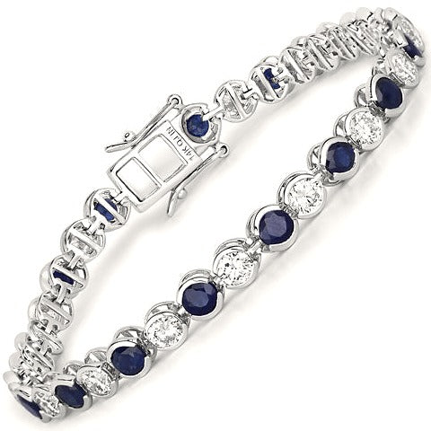 Blue Sapphire & Diamond 14K White Gold Style C
