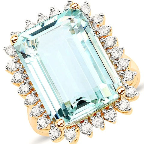 Aquamarine 14K Yellow Gold Ring (15.03 ct)