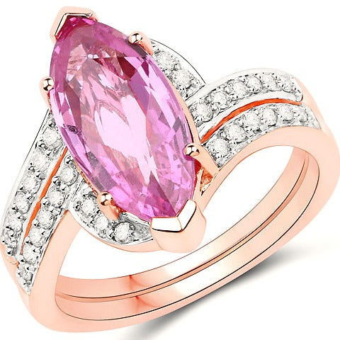 Pink Sapphire 14K Rose Gold Ring Style C