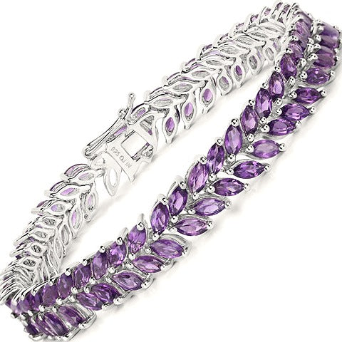 Amethyst Sterling Silver Bracelet (13.80 ct) Style B