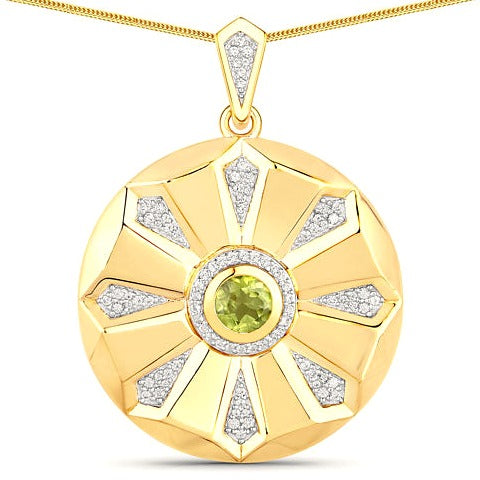 Peridot and White Sapphire Sterling Silver Pendant