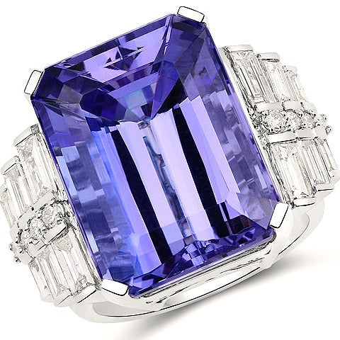 Tanzanite 18K White Gold Ring (29.45 ct)