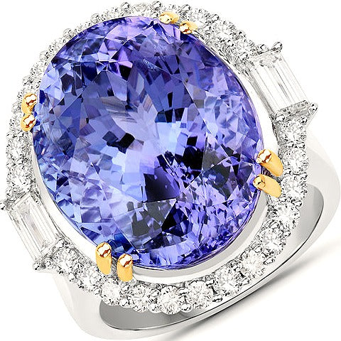 Tanzanite 18K White Gold Ring (26.35 ct)