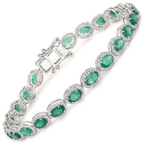 Zambian Emerald 14K White Gold Bracelet Style D