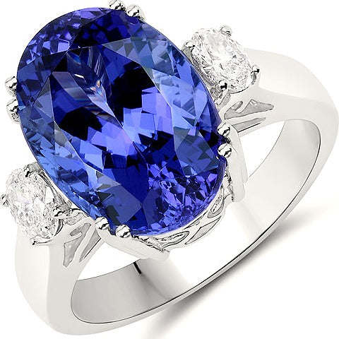 Tanzanite 18K White Gold Ring (9.57 ct)