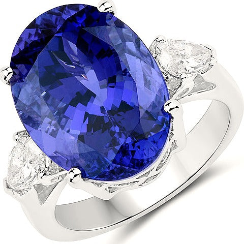 Tanzanite 18K White Gold Ring (14.93 ct)