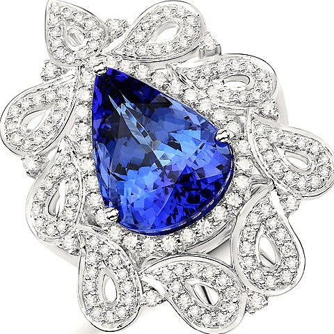 Tanzanite 18K White Gold Ring (11.68 ct)