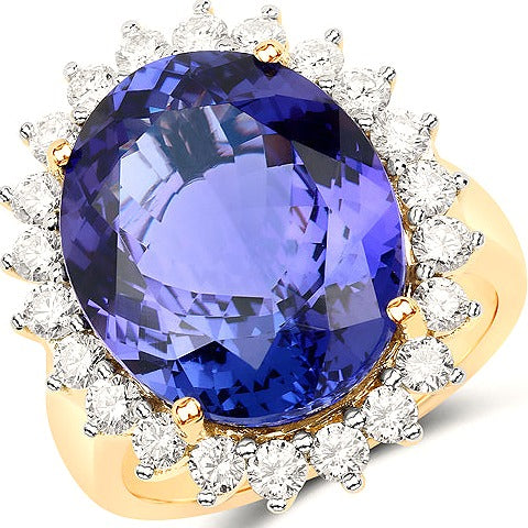 Tanzanite 18K Yellow Gold Ring (16.27 ct)