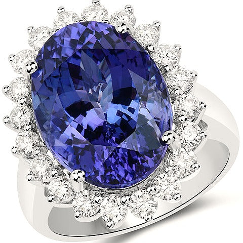Tanzanite 18K White Gold Ring (16.24 ct)