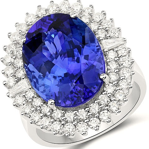 Tanzanite 18K White Gold Ring (15.77 ct)