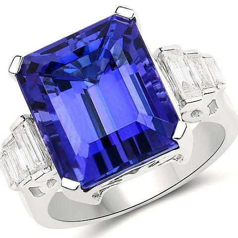 Tanzanite 18K White Gold Ring (15.49 ct)