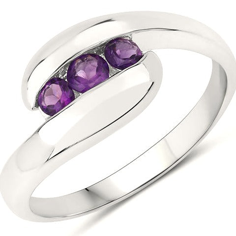 Amethyst Sterling Silver Ring (0.54 ct) Style C