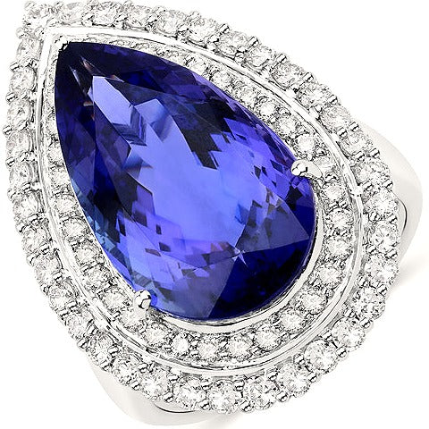Tanzanite 18K White Gold Ring (16.27 ct)