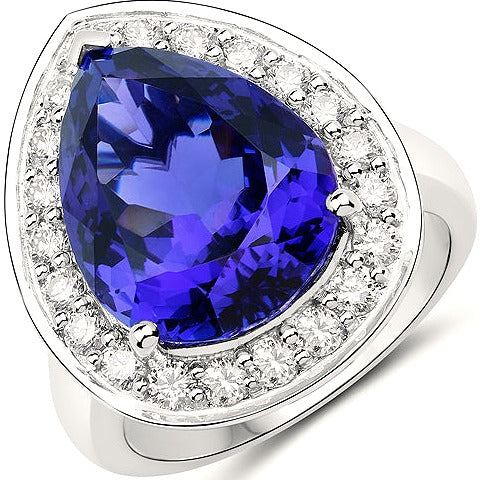 Tanzanite 18K White Gold Ring (12.32 ct)