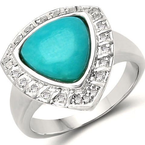 Turquoise & Topaz Sterling Silver Ring Style E