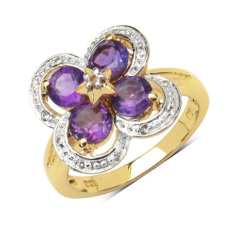 Amethyst & Topaz Sterling Silver Ring (1.40 ct)