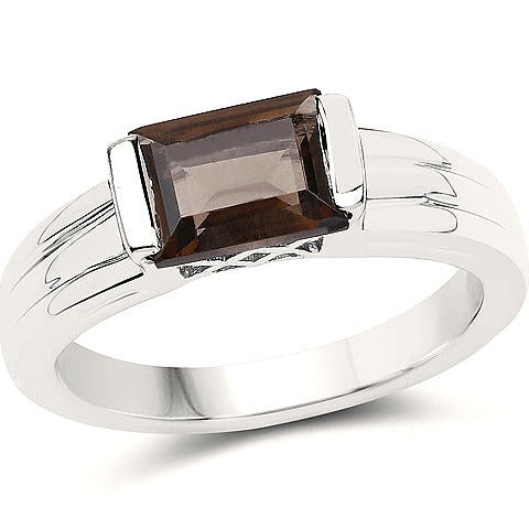 Smoky Quartz Sterling Silver Ring (1.62 ct)