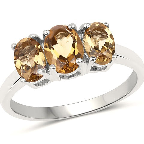 Champagne Quartz Sterling Silver Ring Style D