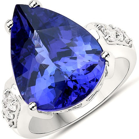 Tanzanite 18K White Gold Ring (14.24 ct)