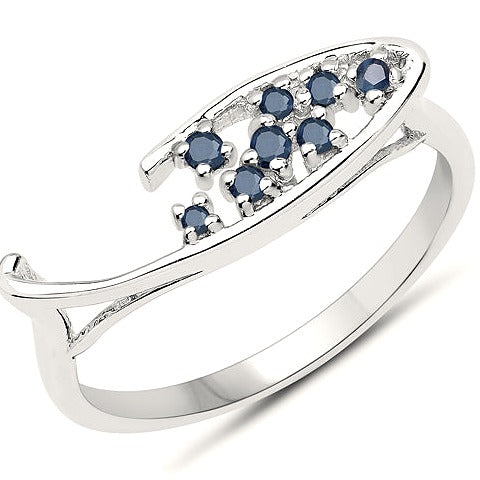 Blue Sapphire Sterling Silver Ring (0.17 ct) Style B