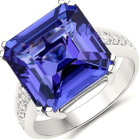 Tanzanite 18K White Gold Ring (12.69 ct)