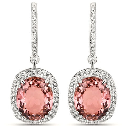 Baby Pink Tourmaline 14K White Gold Earrings
