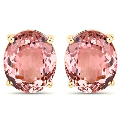 Baby Pink Tourmaline 14K Yellow Gold Earrings Style B