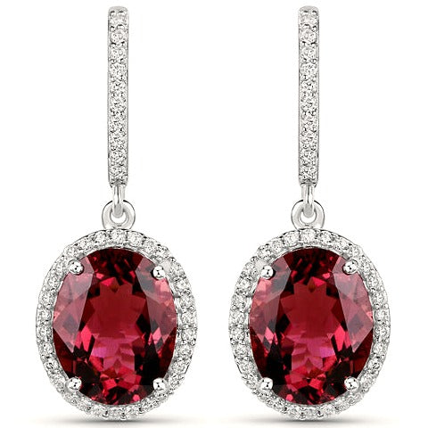 Royal Pink Tourmaline 14K White Gold Earrings