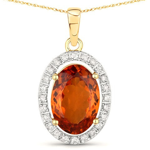 Spessartite Garnet 14K Yellow Gold Pendant