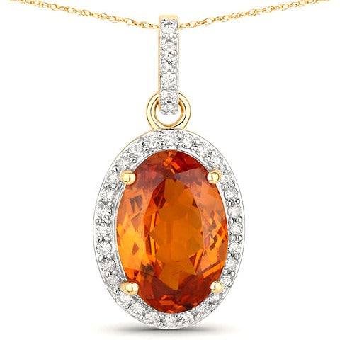 Spessartite Garnet 14K Yellow Gold Pendant Style B
