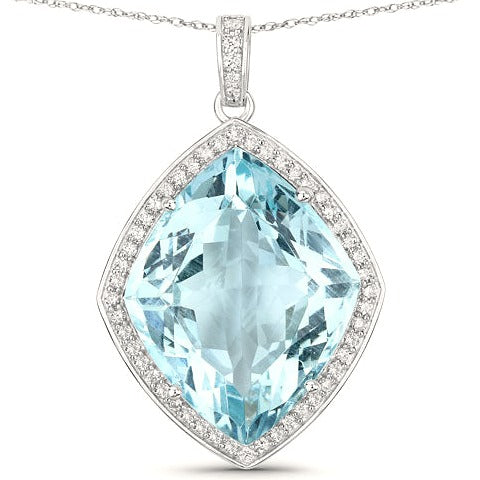 Aquamarine 14K White Gold Pendant (24.22 ct)
