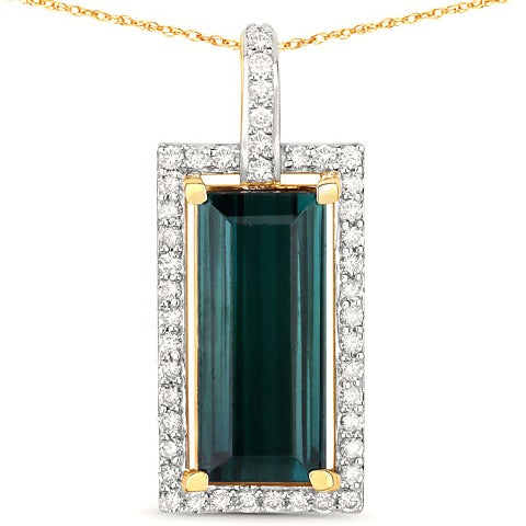 Green Tourmaline 14K Yellow Gold Pendant