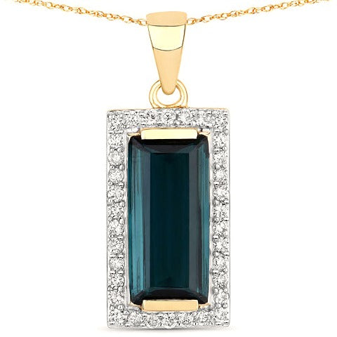 Green Tourmaline 14K Yellow Gold Pendant Style C