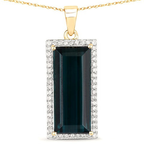 Green Tourmaline 14K Yellow Gold Pendant Style D