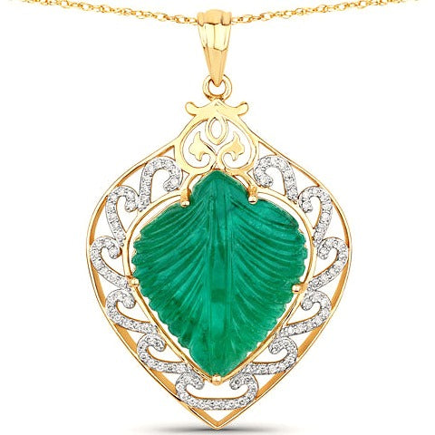 Colombian Emerald 14K Yellow Gold Pendant (22.15 ct)
