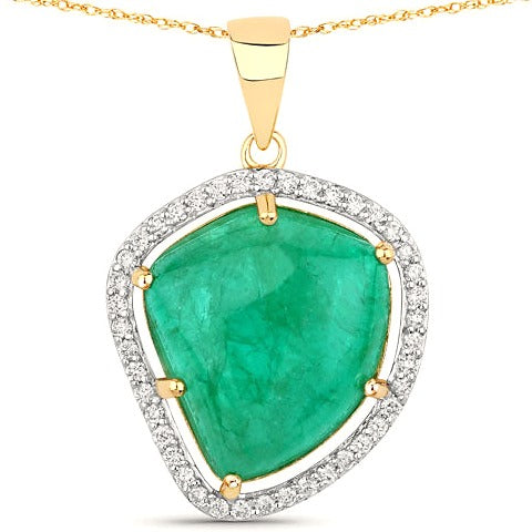 Colombian Emerald 14K Yellow Gold Pendant (12.13 ct)