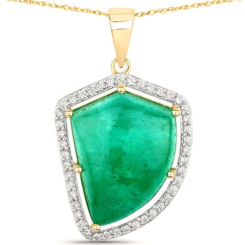 Colombian Emerald 14K Yellow Gold Pendant (15.95 ct)