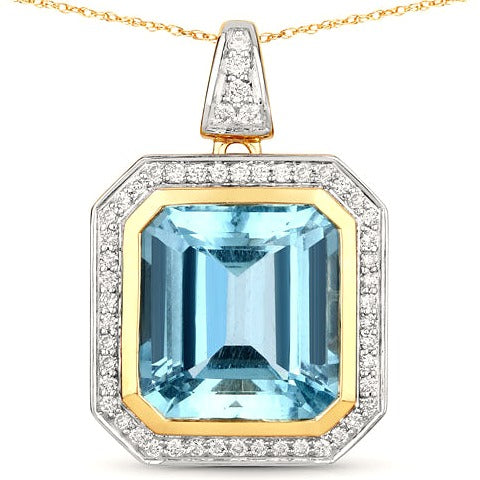 Aquamarine 14K Yellow Gold Pendant Style F