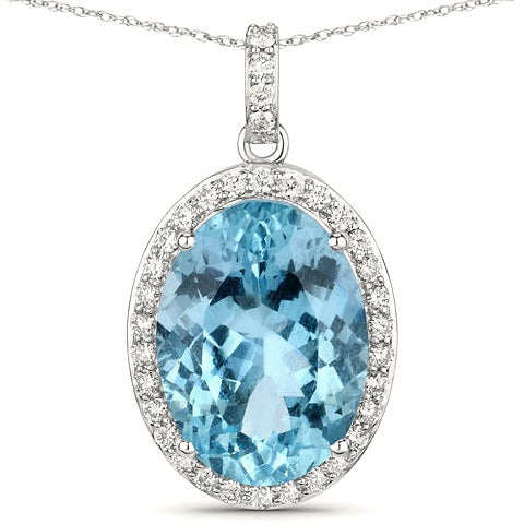 Aquamarine 14K White Gold Pendant (9.59 ct)