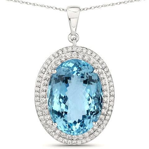 Aquamarine 14K White Gold Pendant (16.11 ct)