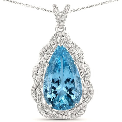Aquamarine 14K White Gold Pendant (11.90 ct)