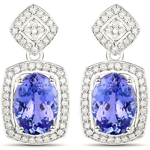 14K White Gold Tanzanite Earrings Style B