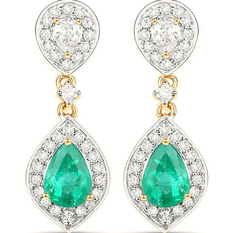 Zambian Emerald 14K Yellow Gold Earrings (2.24 ct)