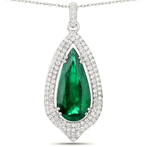 Igi Certified 5.37 Carat Zambian Emerald 14K White Gold Pendant