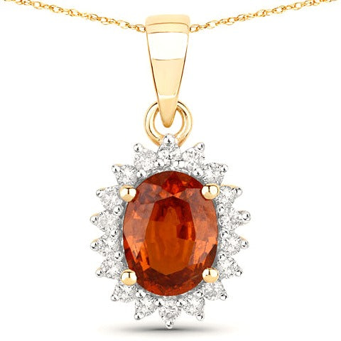 Spessartite Garnet 14K Yellow Gold Pendant Style C