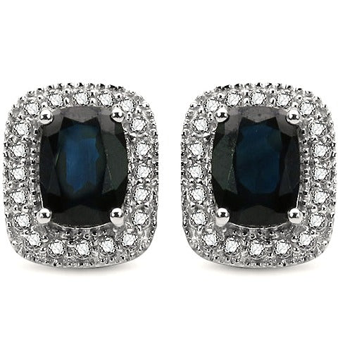 Blue Sapphire 14K White Gold Earrings (2.63 ct)