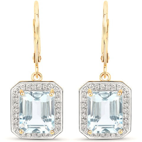 Aquamarine 14K Yellow Gold Earrings Style C